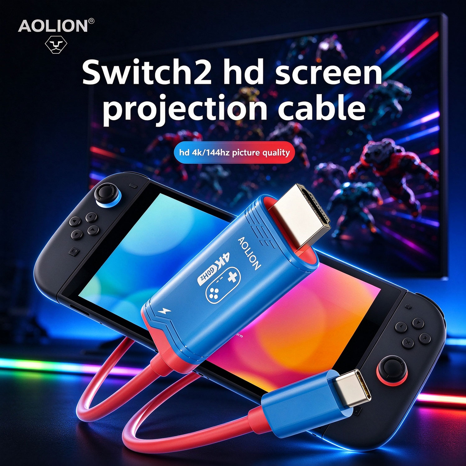 Gaming Console Buttons - Kabel Pemancar Layar HDMI AOLION 4K60